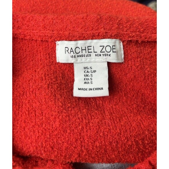 Rachel Zoe Red Sweater Cardigan Size S Silver Buttons - Picture 4 of 5